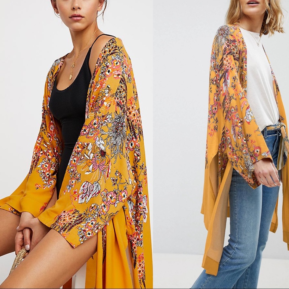 Free People Floral Printed Kimono